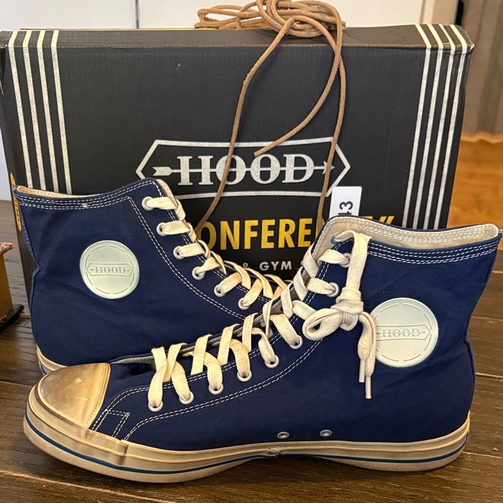 Navy Canvas High-Top Sneakers for Men